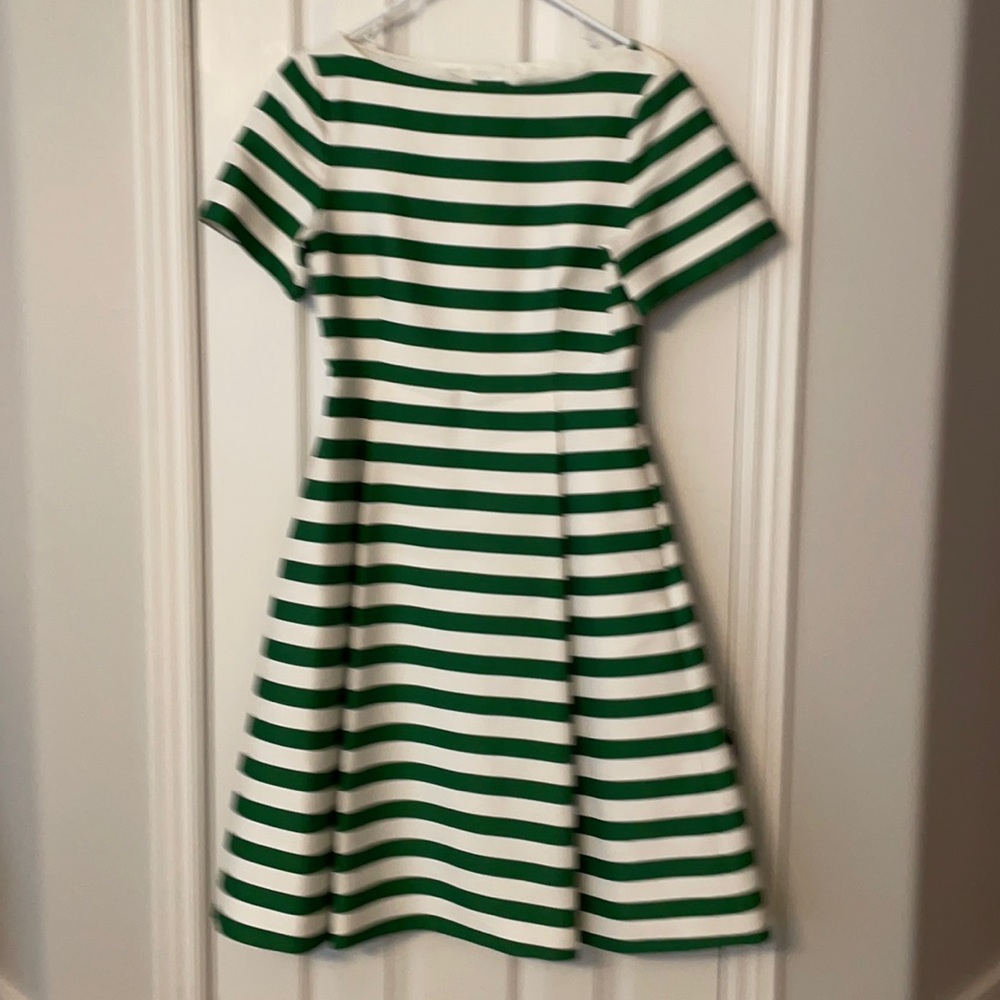 Kate Spade Green and White Pleated Midi Dress